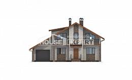 180-008-Л Проект двухэтажного дома мансардный этаж и гаражом, простой коттедж из газосиликатных блоков, House Expert