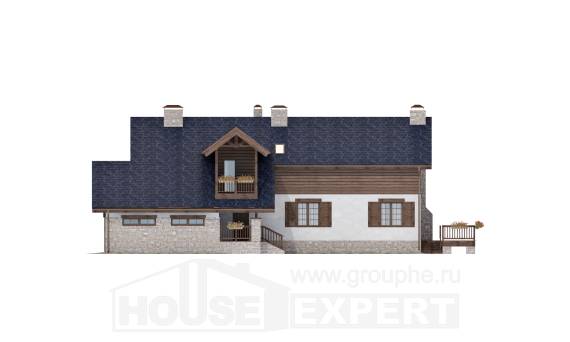 240-002-Л Проект двухэтажного дома мансардой и гаражом, средний домик из твинблока, House Expert