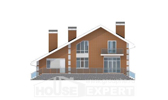 190-006-П Проект двухэтажного дома с мансардным этажом, гараж, уютный загородный дом из бризолита, House Expert