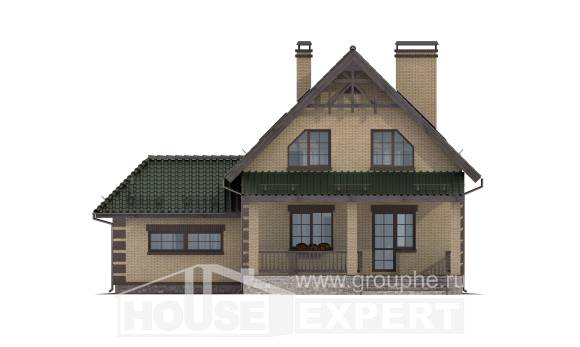 160-007-П Проект двухэтажного дома с мансардой, гараж, классический дом из поризованных блоков, House Expert
