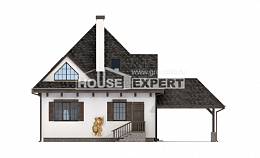 110-002-Л Проект двухэтажного дома мансардой и гаражом, бюджетный коттедж из газобетона, House Expert