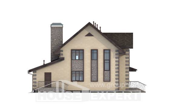 160-004-П Проект двухэтажного дома и гаражом, красивый домик из теплоблока, House Expert