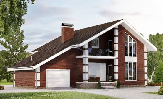 180-001-Л Проект двухэтажного дома с мансардным этажом и гаражом, компактный загородный дом из газосиликатных блоков, House Expert