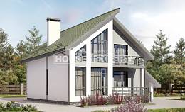 170-009-Л Проект двухэтажного дома мансардный этаж и гаражом, красивый коттедж из арболита, House Expert