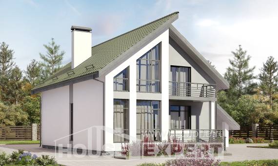 170-009-Л Проект двухэтажного дома с мансардным этажом, гараж, простой загородный дом из арболита, House Expert