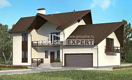 300-002-П Проект двухэтажного дома мансардный этаж и гаражом, современный домик из бризолита, House Expert