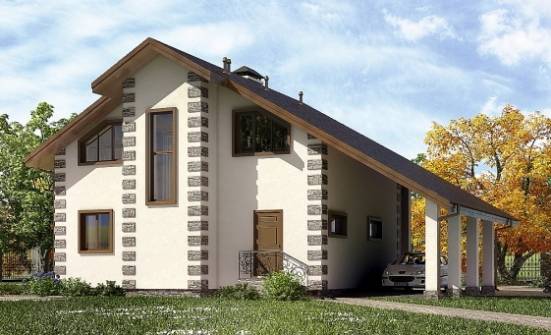 150-003-Л Проект двухэтажного дома с мансардным этажом, гараж, недорогой дом из дерева | Проекты домов от House Expert