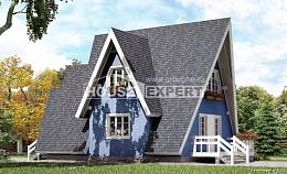 100-002-П Проект двухэтажного дома мансардой, недорогой домик из дерева, House Expert