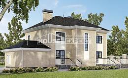 180-006-П Проект двухэтажного дома и гаражом, современный домик из кирпича, House Expert