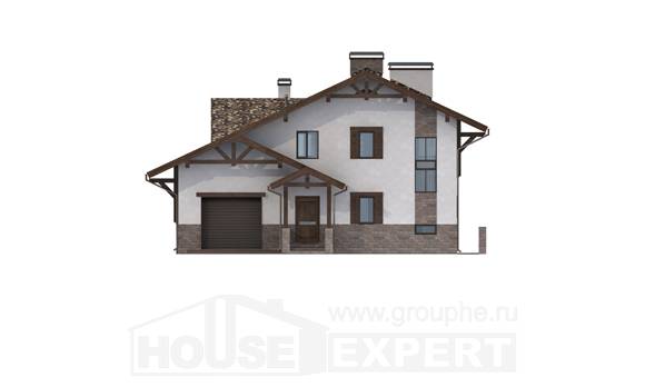 305-002-П Проект трехэтажного дома с мансардным этажом, современный загородный дом из кирпича, House Expert
