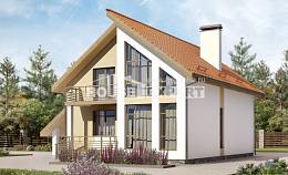 170-009-П Проект двухэтажного дома мансардой, гараж, скромный коттедж из арболита, House Expert