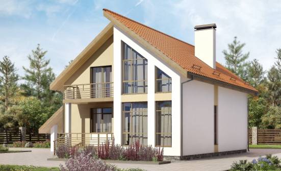 170-009-П Проект двухэтажного дома с мансардой и гаражом, экономичный коттедж из поризованных блоков | Проекты домов от House Expert