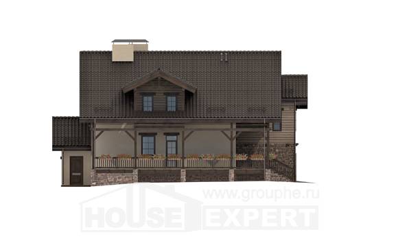 255-002-П Проект двухэтажного дома с мансардой, гараж, классический коттедж из теплоблока, House Expert