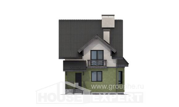 120-003-П Проект двухэтажного дома с мансардой, уютный загородный дом из газосиликатных блоков, House Expert