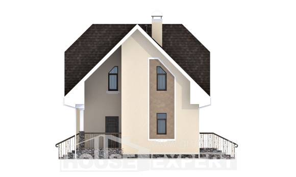 125-001-Л Проект двухэтажного дома мансардный этаж, компактный коттедж из керамзитобетонных блоков, House Expert