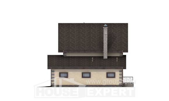 160-004-П Проект двухэтажного дома, гараж, бюджетный домик из теплоблока, House Expert