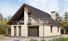 185-005-Л Проект двухэтажного дома мансардой и гаражом, классический дом из поризованных блоков, House Expert