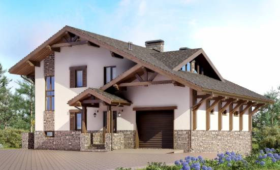 305-002-Л Проект трехэтажного дома с мансардой и гаражом, красивый коттедж из кирпича, House Expert