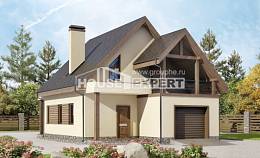 120-005-Л Проект двухэтажного дома мансардный этаж, гараж, простой домик из газобетона, House Expert