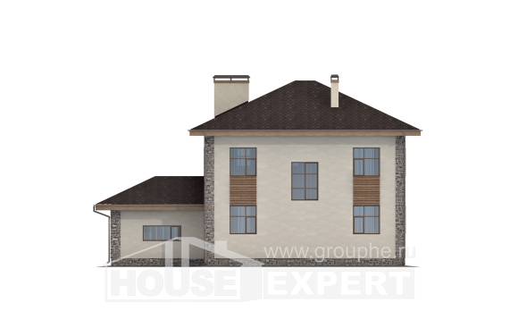 185-004-П Проект двухэтажного дома и гаражом, классический дом из поризованных блоков, House Expert