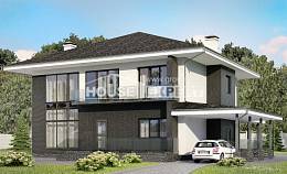 245-002-П Проект двухэтажного дома и гаражом, современный домик из арболита, House Expert