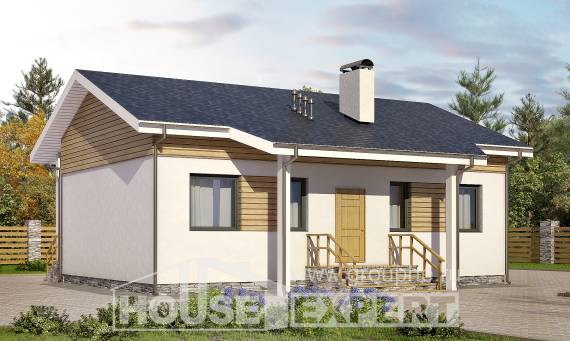 080-004-П Проект одноэтажного дома, миниатюрный коттедж из газосиликатных блоков, House Expert