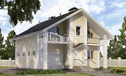 150-002-Л Проект двухэтажного дома с мансардой и гаражом, бюджетный коттедж из пеноблока, House Expert