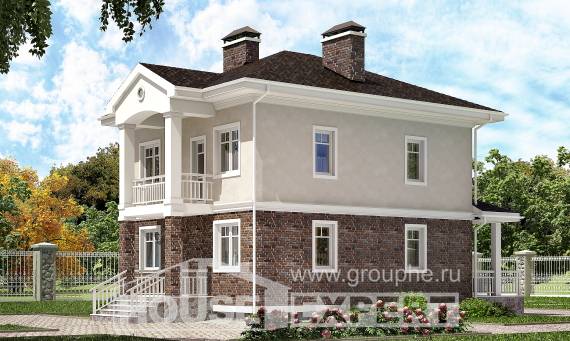 120-001-Л Проект двухэтажного дома, простой домик из газобетона, House Expert