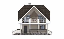 125-001-Л Проект двухэтажного дома мансардой, бюджетный коттедж из керамзитобетонных блоков, House Expert