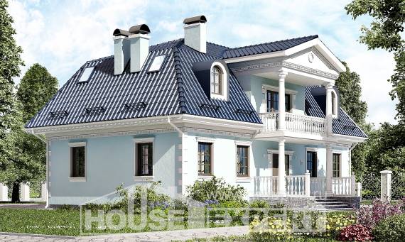 210-004-Л Проект двухэтажного дома мансардой, красивый домик из керамзитобетонных блоков, House Expert