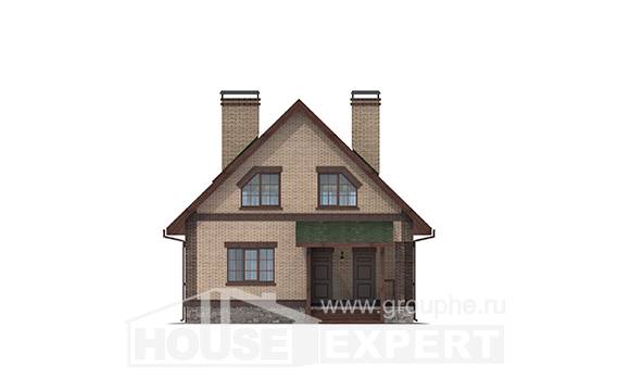 160-011-П Проект двухэтажного дома мансардой, недорогой загородный дом из твинблока, House Expert