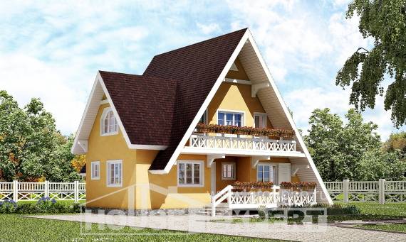 155-008-П Проект двухэтажного дома мансардный этаж, доступный домик из бревен, House Expert