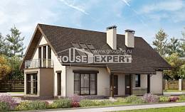 185-005-Л Проект двухэтажного дома с мансардным этажом, гараж, уютный дом из теплоблока, House Expert
