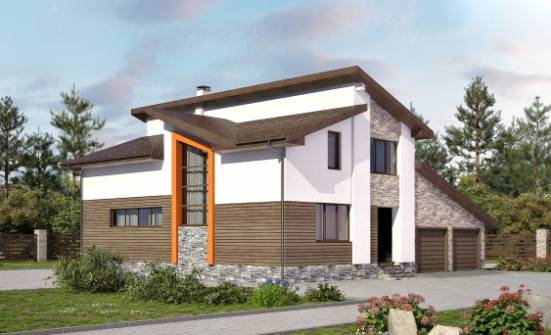 240-004-П Проект двухэтажного дома мансардный этаж, гараж, простой коттедж из газосиликатных блоков | Проекты домов от House Expert