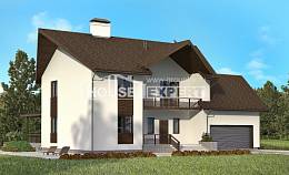 300-002-П Проект двухэтажного дома с мансардным этажом, гараж, красивый домик из твинблока, House Expert