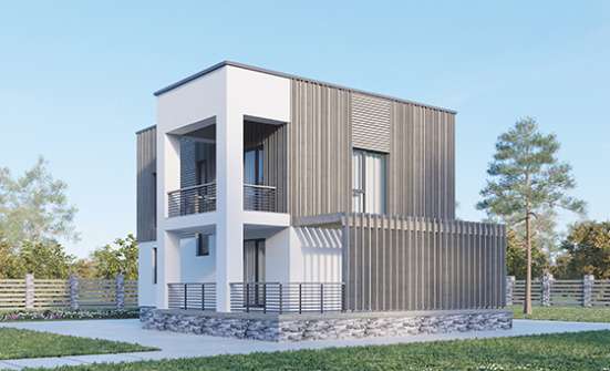 150-017-П Проект двухэтажного дома, скромный домик из бризолита, House Expert