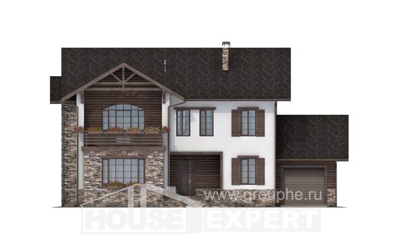200-005-П Проект двухэтажного дома и гаражом, просторный домик из арболита, House Expert