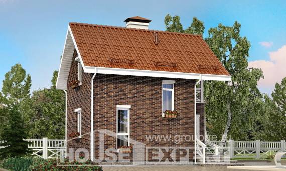 045-001-Л Проект двухэтажного дома с мансардой, бюджетный домик из пеноблока, House Expert
