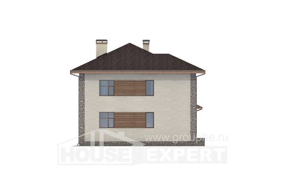 185-004-П Проект двухэтажного дома, гараж, классический домик из теплоблока, House Expert