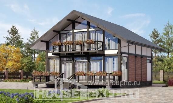 170-007-П Проект двухэтажного дома мансардой, красивый коттедж из дерева, House Expert
