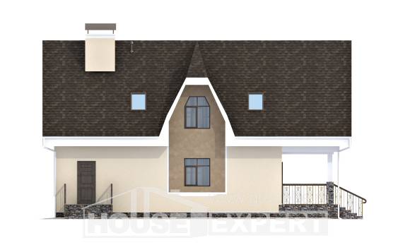 125-001-Л Проект двухэтажного дома с мансардным этажом, уютный коттедж из арболита, House Expert