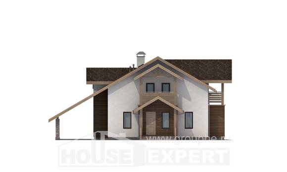 155-010-Л Проект двухэтажного дома мансардный этаж и гаражом, бюджетный дом из газосиликатных блоков, House Expert
