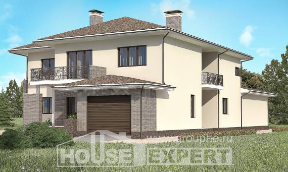 500-001-П Проект трехэтажного дома и гаражом, огромный загородный дом из кирпича, House Expert