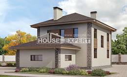 185-004-П Проект двухэтажного дома и гаражом, простой домик из теплоблока, House Expert
