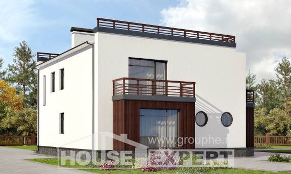 215-002-П Проект двухэтажного дома, современный загородный дом из пеноблока, House Expert