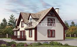 300-008-Л Проект двухэтажного дома с мансардным этажом, гараж, просторный дом из керамзитобетонных блоков, House Expert