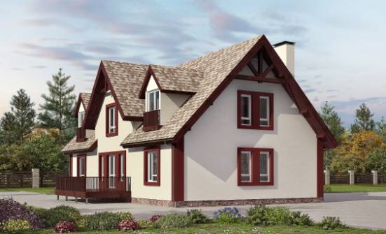 300-008-Л Проект двухэтажного дома мансардой и гаражом, уютный загородный дом из арболита, House Expert