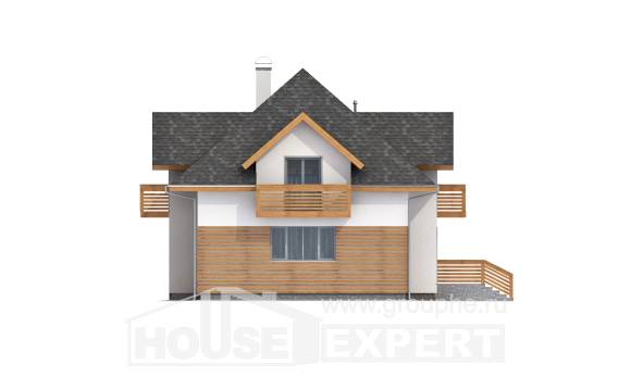 155-004-П Проект двухэтажного дома мансардный этаж, гараж, недорогой домик из газобетона, House Expert