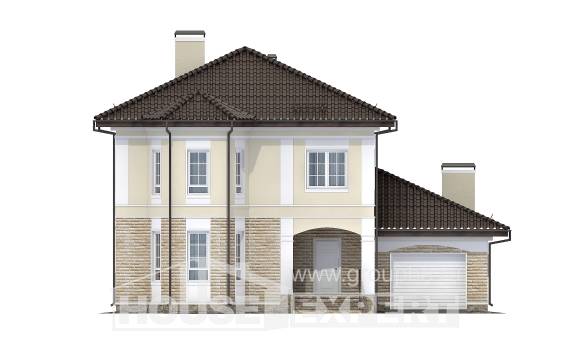 220-007-П Проект двухэтажного дома, гараж, простой домик из кирпича, House Expert