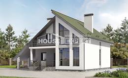 170-009-Л Проект двухэтажного дома мансардой и гаражом, уютный коттедж из пеноблока, House Expert